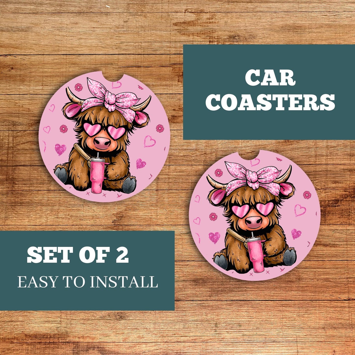 Highland Cow Car Coaster