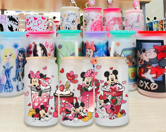 Mickey and Minnie Glass Cup (2)