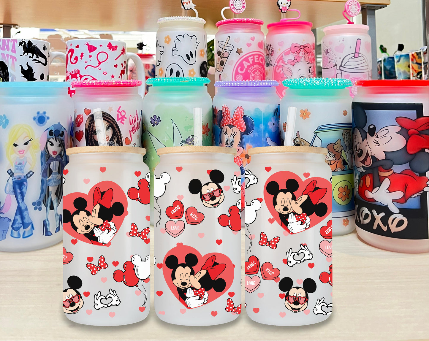 Mickey and Minnie Glass Cup