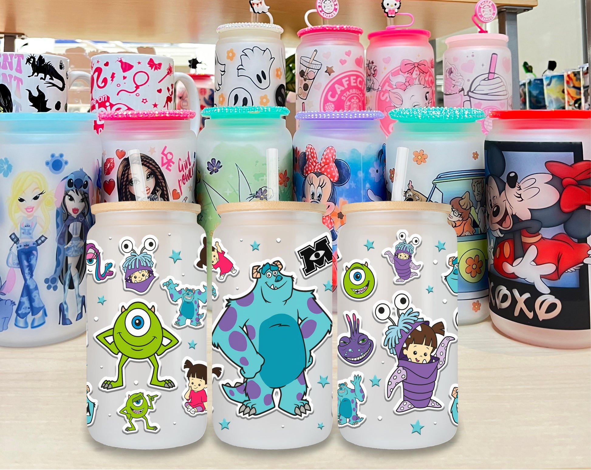 monsters inc cup Monster's Inc Glass Cup – Tini's Craft House