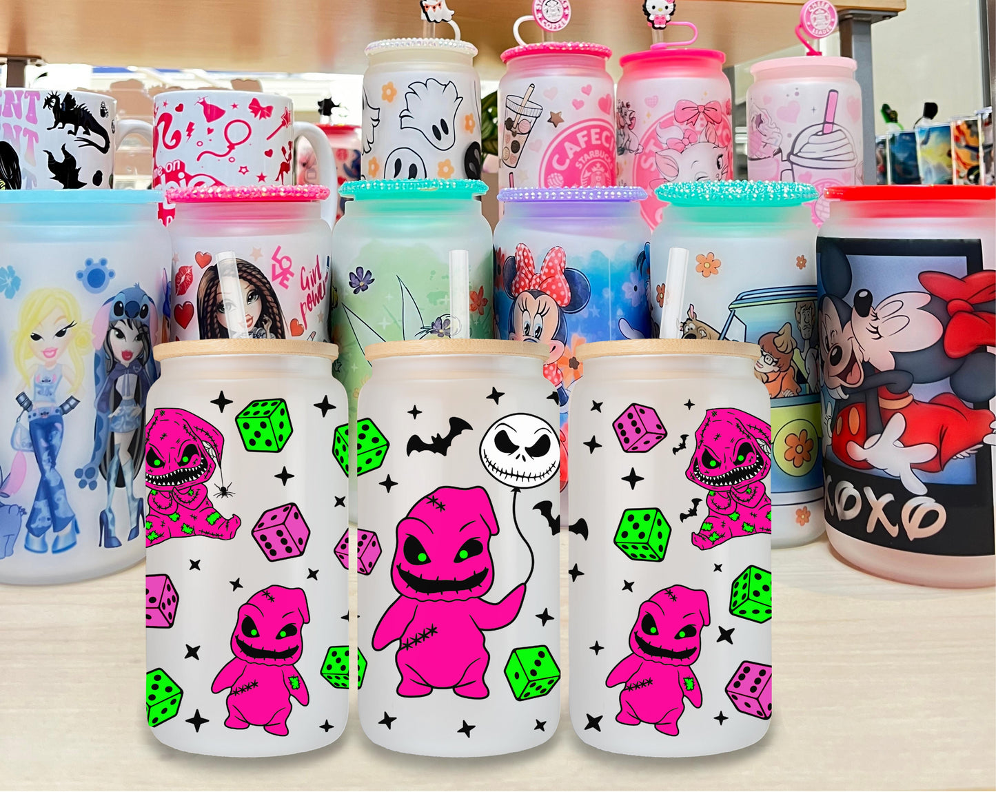 Oogie Boogie Pink Glass Cup