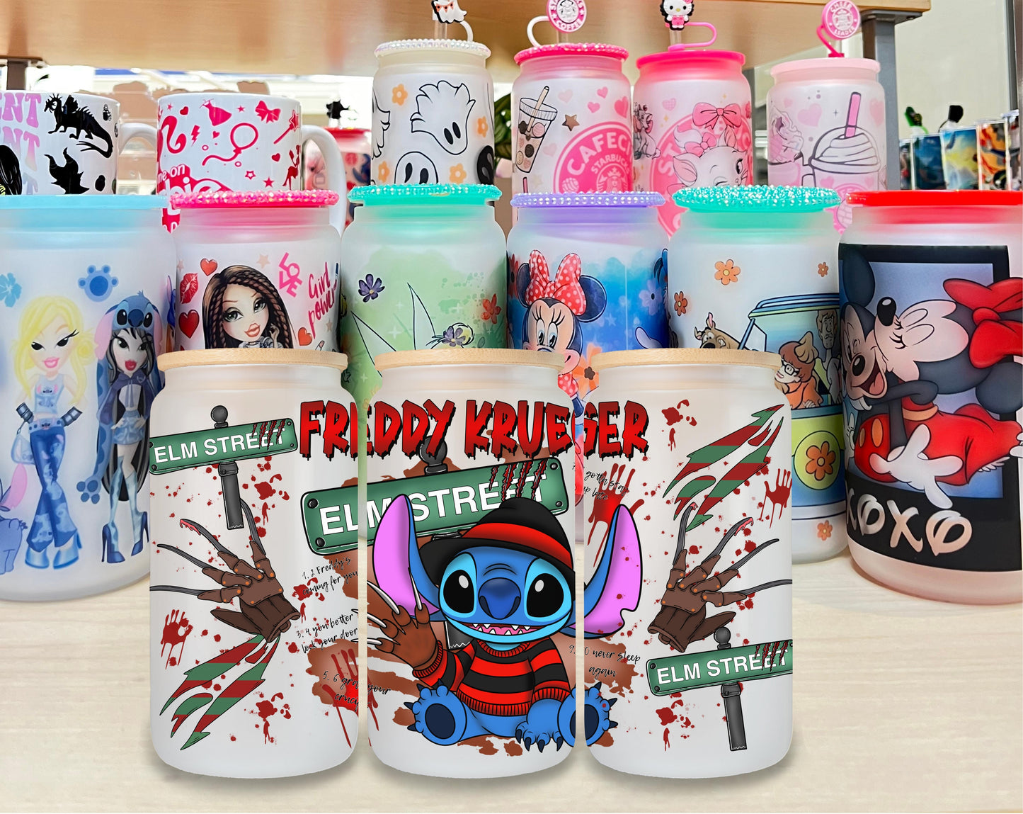 Stitch Freddy Glass Cup