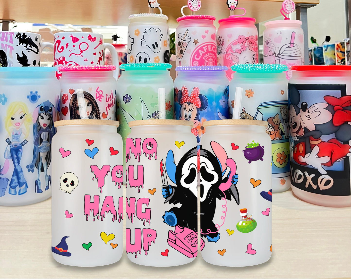 Stitch Ghostface Glass Cup (2)