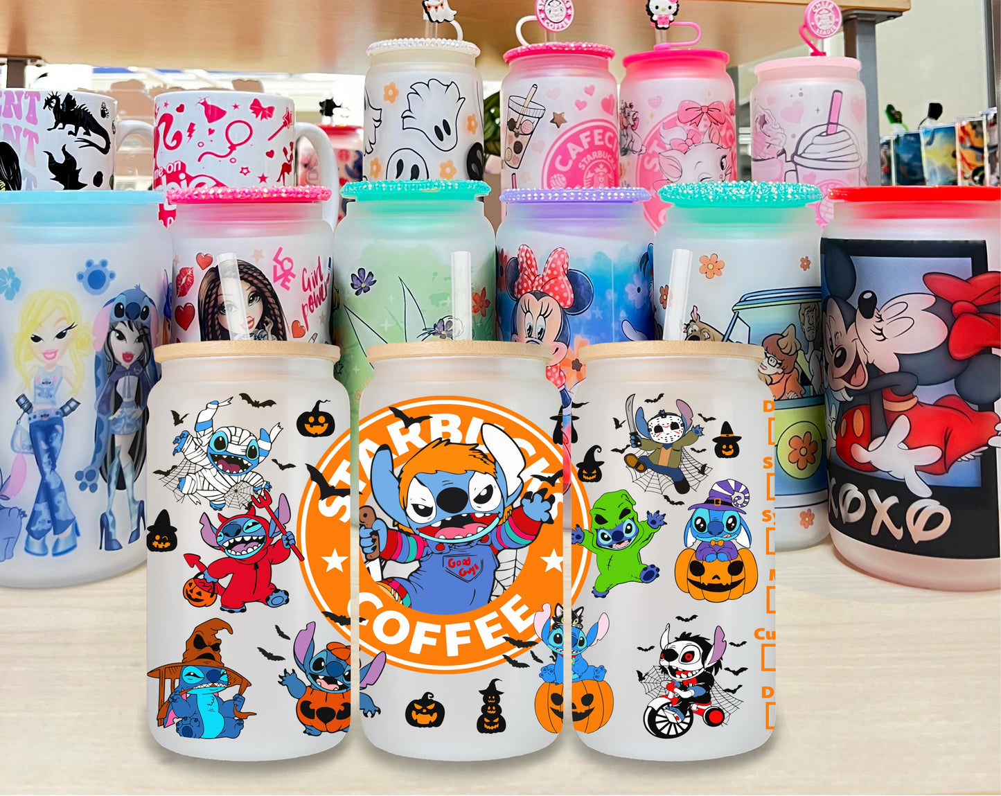 Stitch Halloween Glass Cup