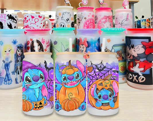 Stitch Pumpkin Glass Cup